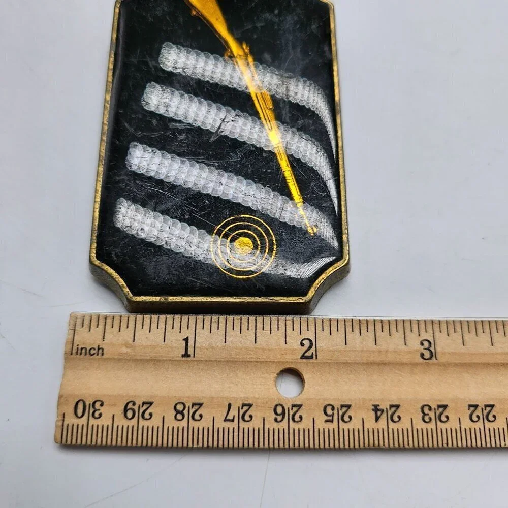 Decorative Rifle Target Metal Belt Buckle Gold & Black Vintage Design 3x2 Inches